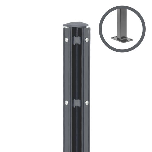 Artikelbild des Artikels “Zaunpfosten P2 mit Profilleiste anthrazit RAL 7016 | 830 | Zum Aufdübeln | Eckpfosten Rechts“