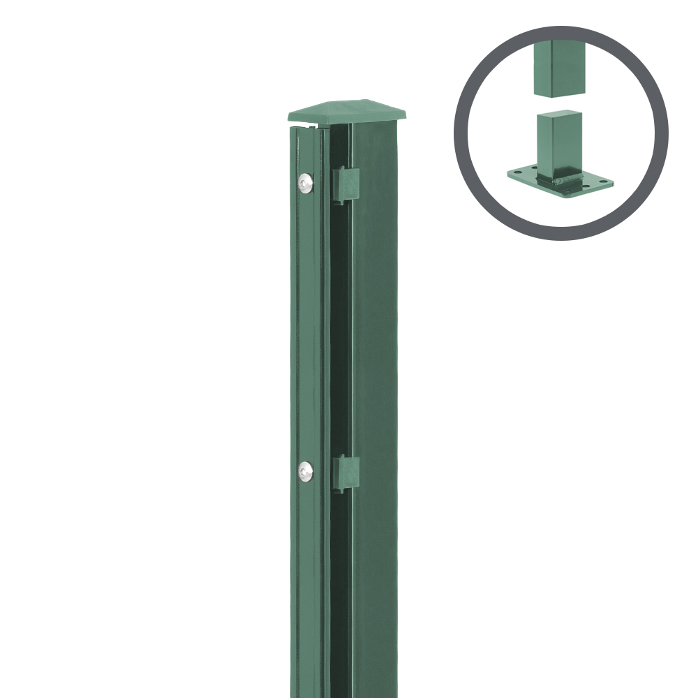  Artikelbild 1 des Artikels “Zaunpfosten P2 mit Profilleiste moosgrün RAL 6005 | 1230 | Gekürzt | Standard“